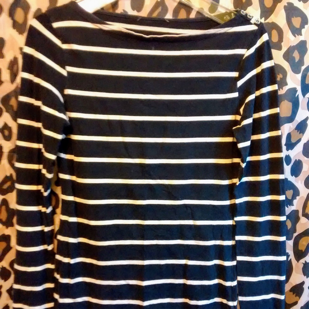 H&M B&W striped cotton shirt w/ silver buttons